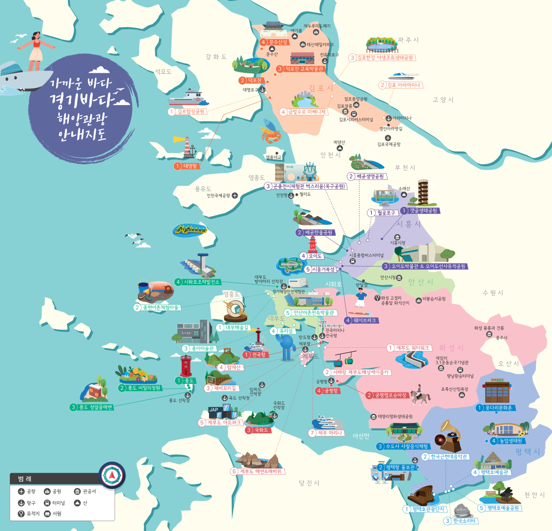 京畿大海旅游与海洋休闲导览地图